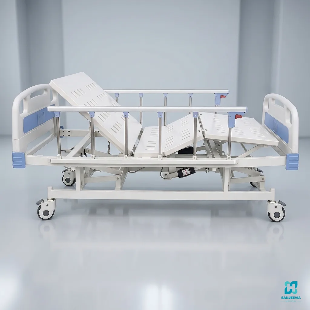 5 function Advanced Patient Care Bed, Four-sectional electric hospital bed with multiple positioning functions for advanced patient care and rehabilitation