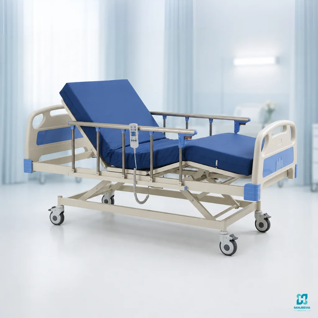 5 function Advanced Patient Care Bed, Premium 5 Function Electric Hospital Bed with adjustable backrest, leg rest, and height settings for patient comfort