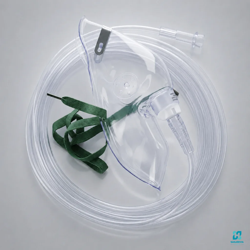 Medical Oxygen Cylinder Kit, Oxygen mask and tubing set for oxygen therapy and patient respiratory care