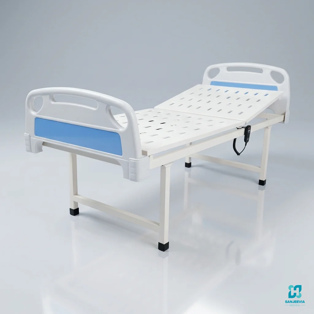 Electric Hospital Bed Rental, 1 Function Electric Bed with motorized backrest adjustment for comfortable patient positioning and home care