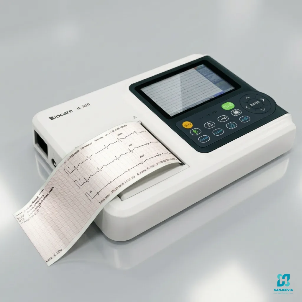 ECG Machine, Digital ECG machine with ECG report printer for heart rhythm testing and cardiac diagnosis