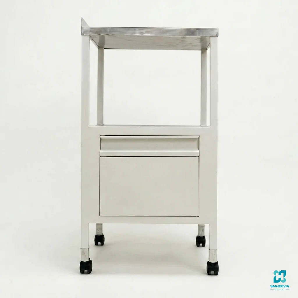 Bedside Locker Indian Brand, Hospital bedside cabinet with drawer and storage compartment for home care and hospital use