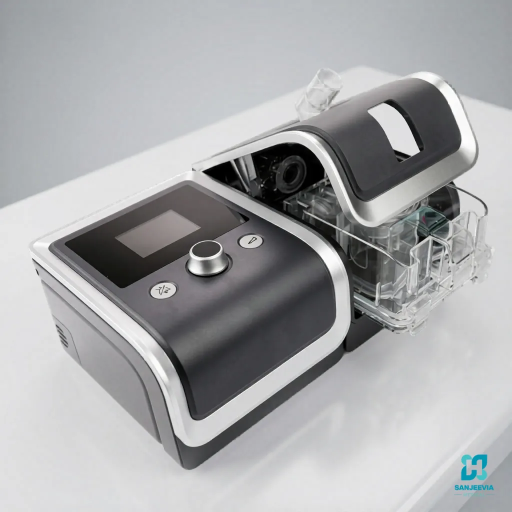 Medical-grade BiPAP ST machine with integrated humidifier for non-invasive ventilation