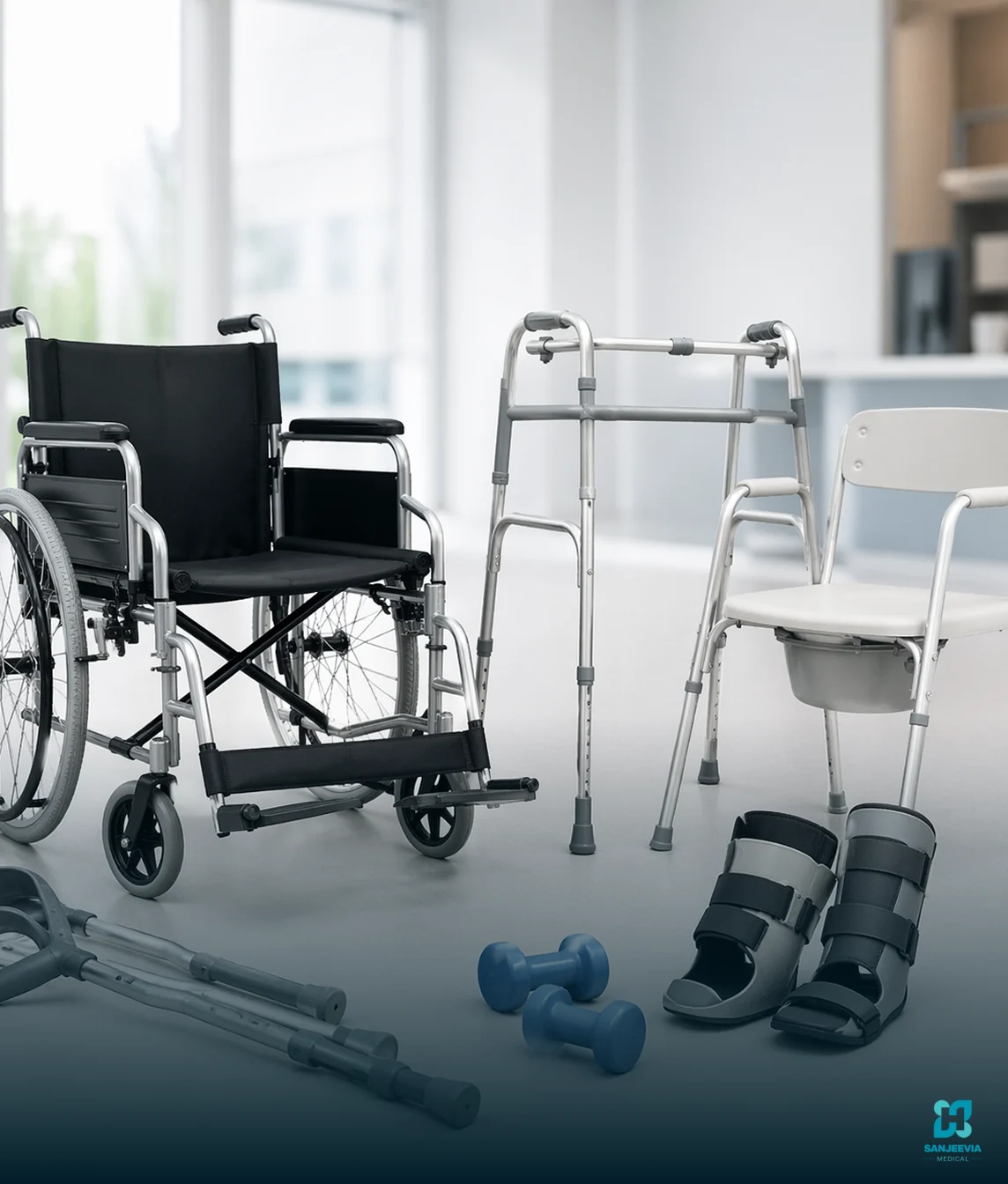 Wheelchair and other equipment offered by Sanjeevia on the website for rent and sale. Browse more.