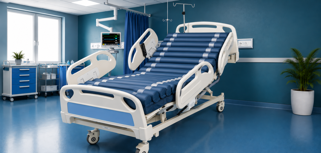 Not sure if your patient at home needs an anti-bedsore mattress? This guide explains pressure sore risk, which patients need one, and what to look for in Delhi NCR. Do You Need an Anti-Bedsore Mattress with Your Hospital Bed? anti bedsore mattress hospital bed home India. pressure sore prevention home India, alternating pressure mattress rent Delhi NCR, bedsore prevention bedridden patient, air mattress hospital bed India, pressure ulcer home care India