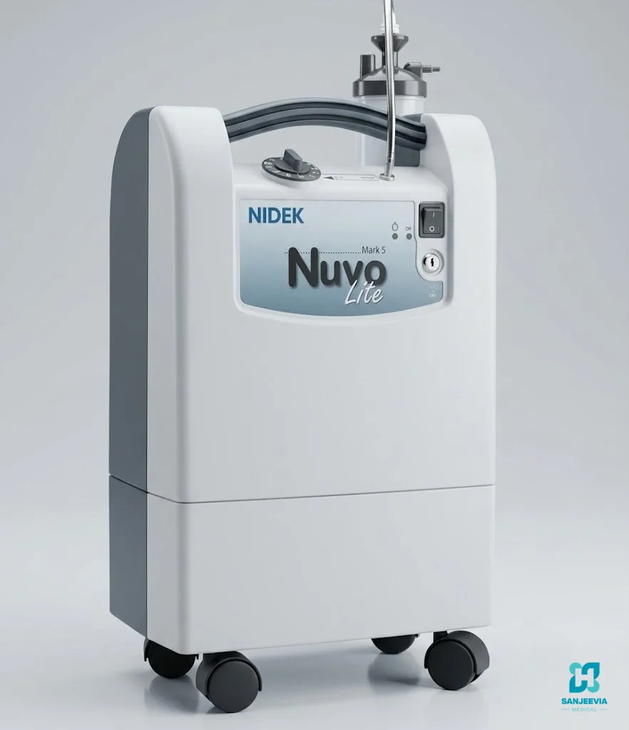 English guide for safe use and maintenance of the Nidek Nuvo Lite 5L oxygen concentrator