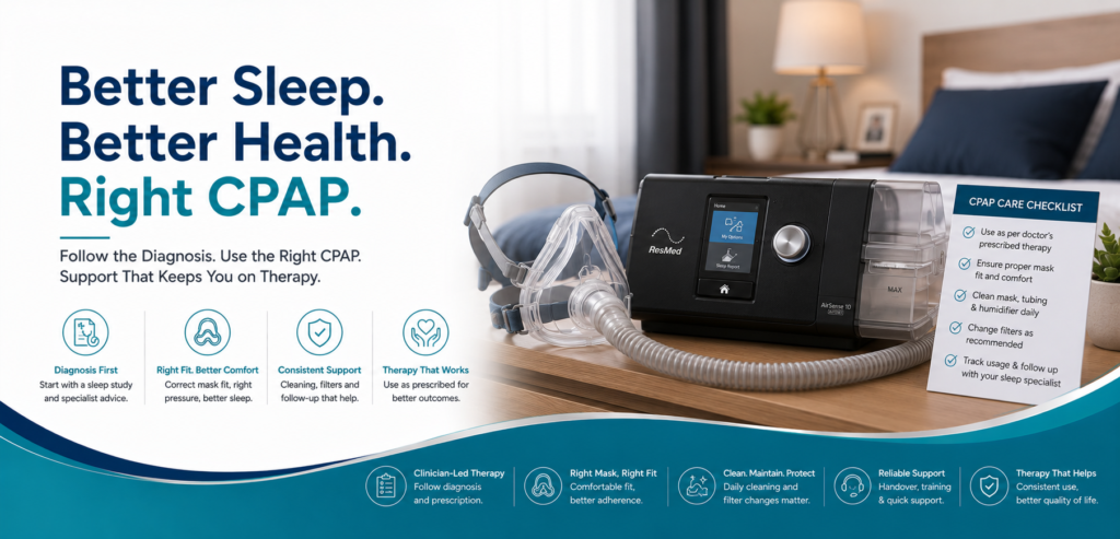Compare CPAP rental and purchase for sleep apnea in Delhi NCR. Check prescription, pressure type, mask fit, humidifier, cleaning, trial period and support.