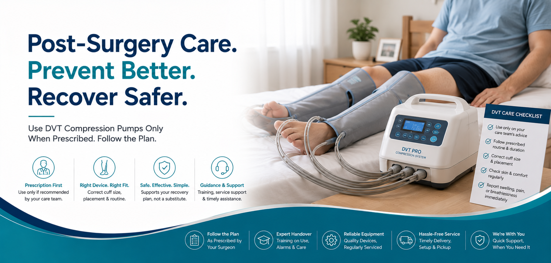 Need a DVT pump on rent after knee replacement in Delhi NCR? Check prescription, cuffs, fit, daily schedule, hygiene, alarms and support before booking.
