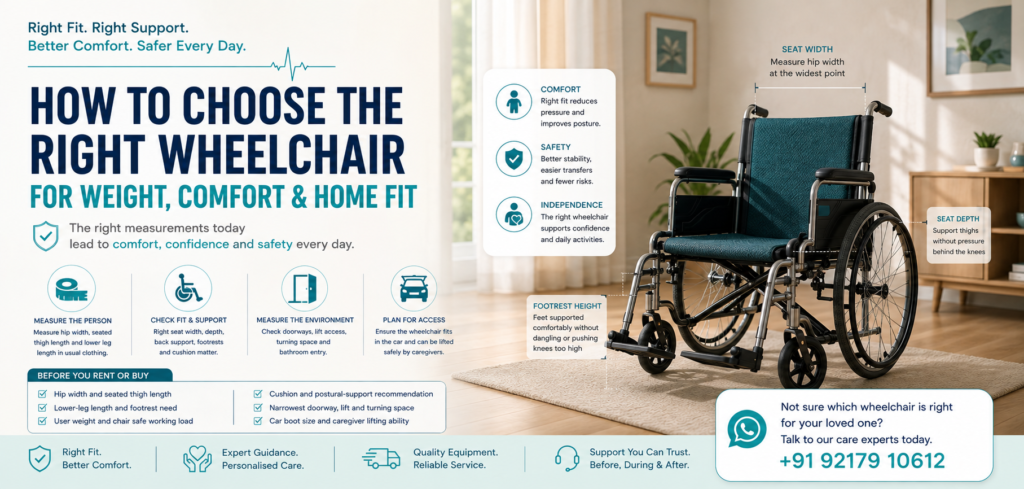 Choose the right wheelchair seat width using patient fit, posture, and doorway clearance. A practical home-use sizing checklist.