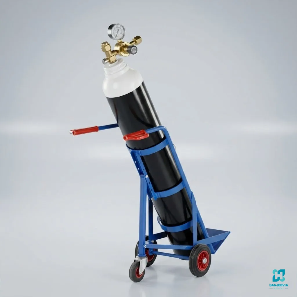 Large Oxygen Cylinder Trolley, Medical oxygen cylinder cart for easy movement of large oxygen cylinders