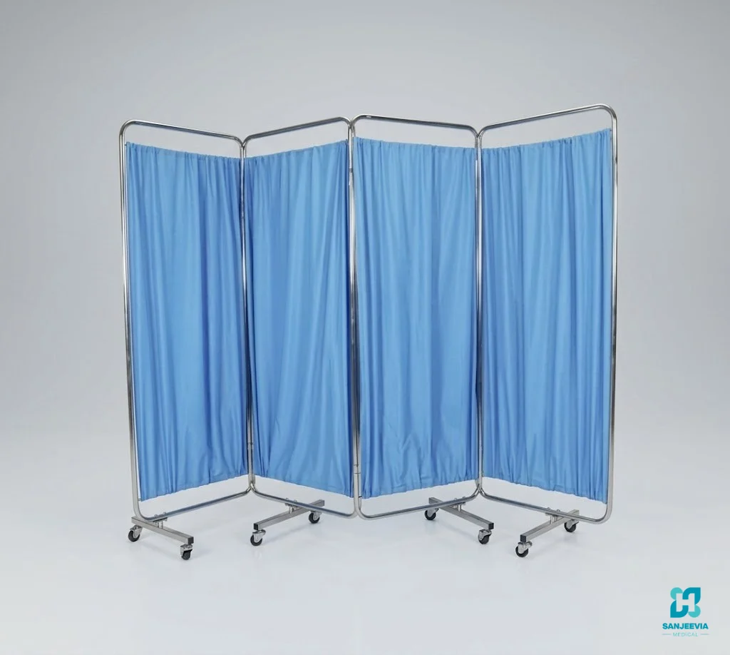 Hospital bedside screen divider for privacy during medical examinations and nursing care