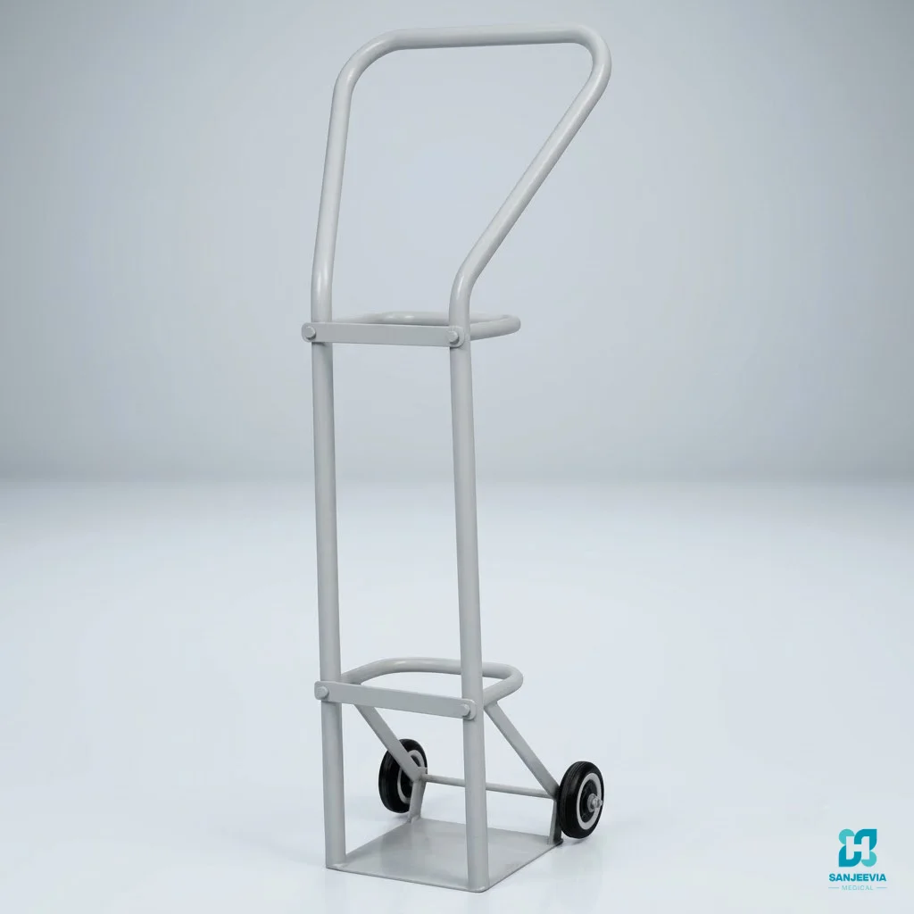 Large Oxygen Cylinder Trolley, Heavy-duty oxygen cylinder trolley designed for large oxygen cylinders in hospitals and home care