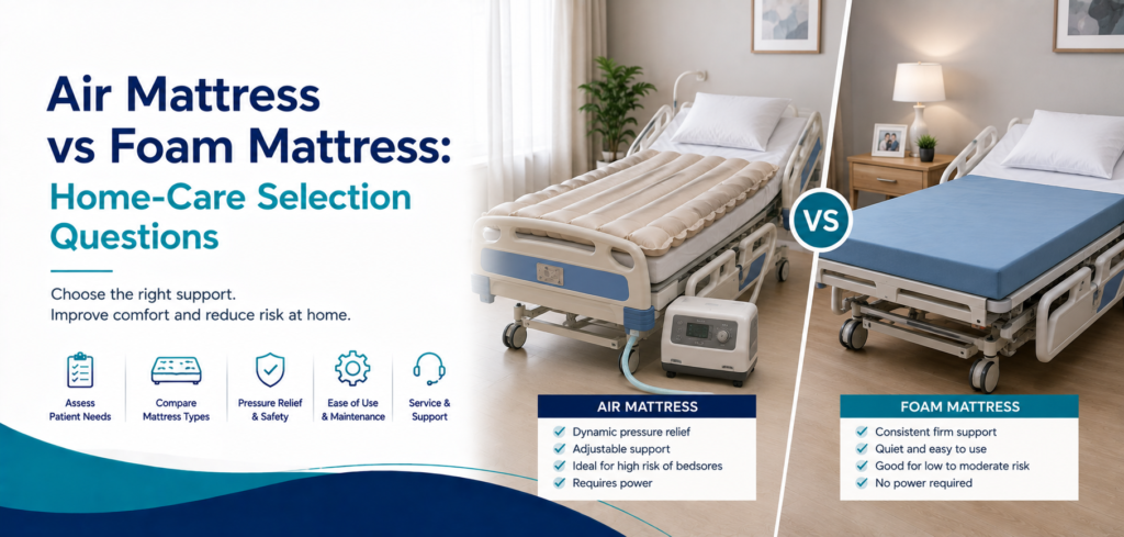 air mattress vs foam mattress homecare selection: practical home-care equipment and rental guidance for families in Delhi NCR.