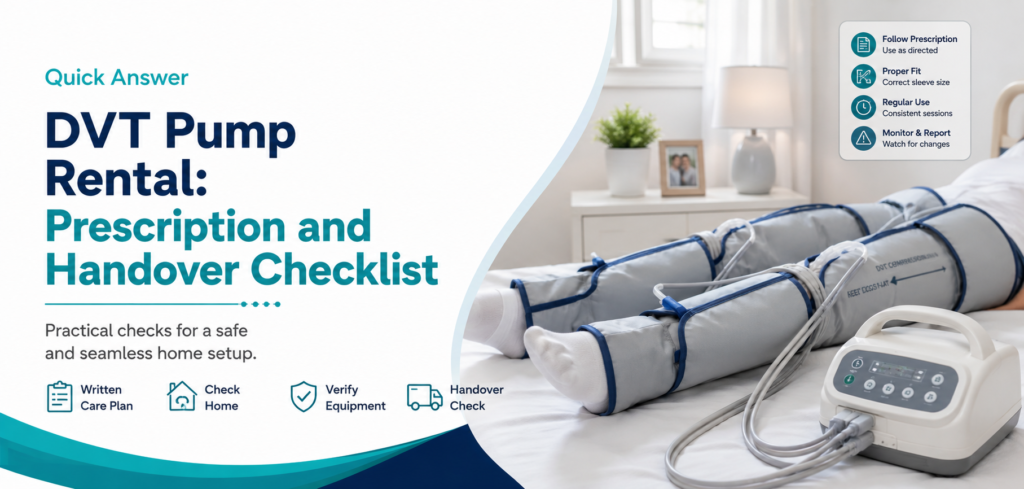 dvt pump rental prescription and handover checklist: practical home-care equipment and rental guidance for families in Delhi NCR.