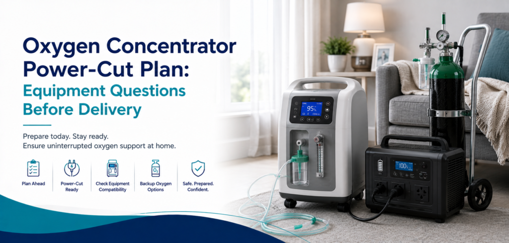 oxygen concentrator powercut plan equipment questions before: practical home-care equipment and rental guidance for families in Delhi NCR.