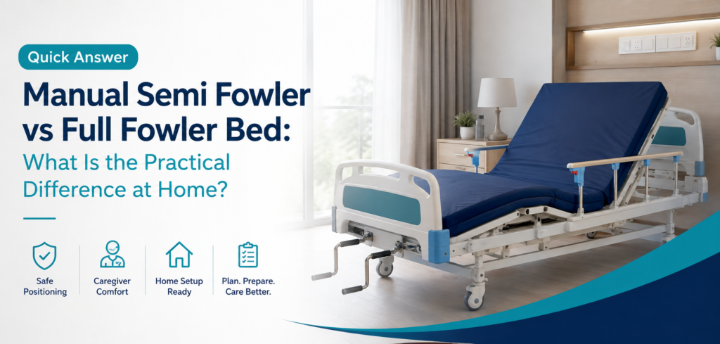 manual semi fowler vs full fowler bed: practical home-care equipment and rental guidance for families in Delhi NCR.