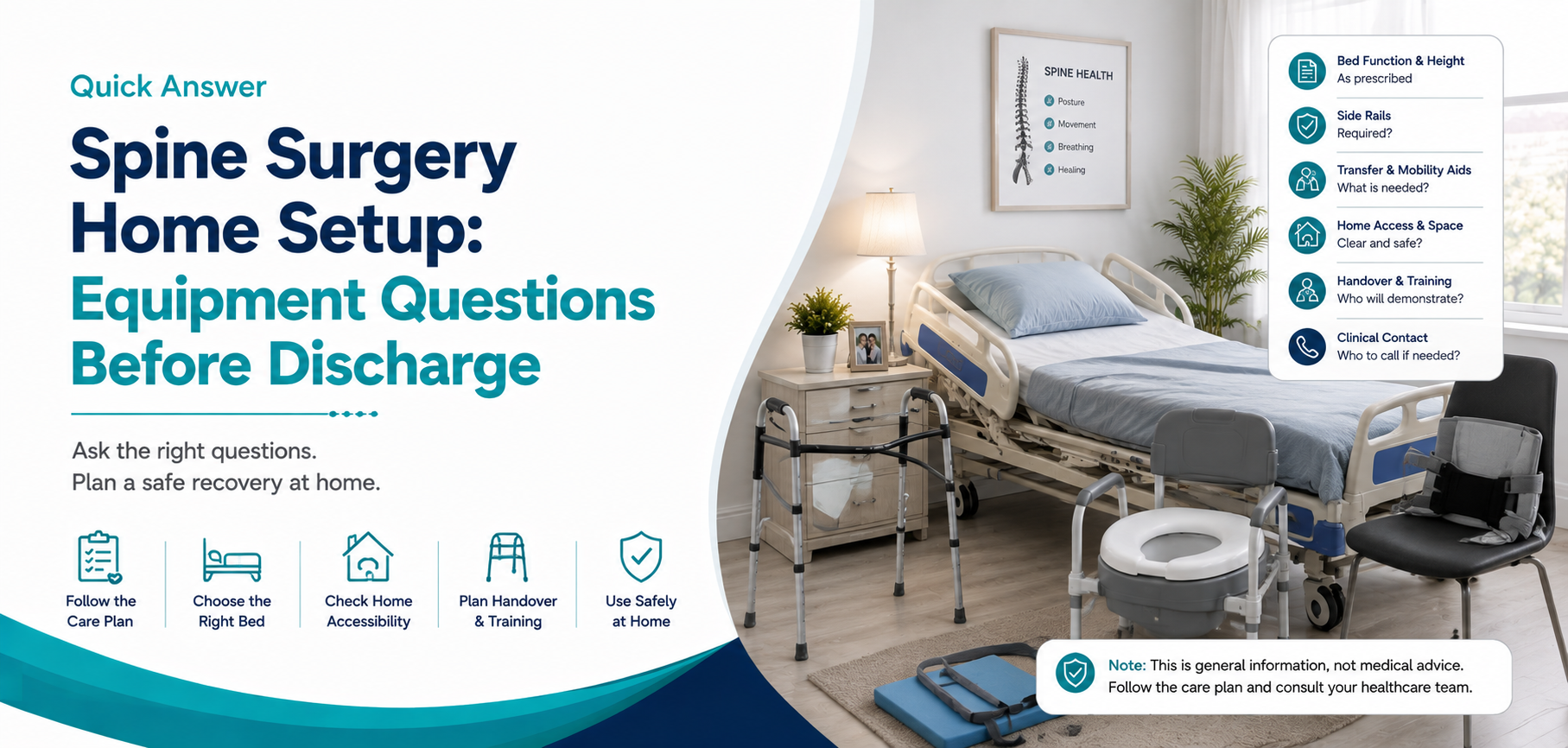 spine surgery home setup equipment questions before: practical home-care equipment and rental guidance for families in Delhi NCR.