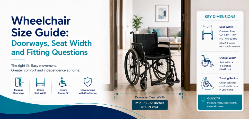 wheelchair size guide doorways seat width and: practical home-care equipment and rental guidance for families in Delhi NCR.