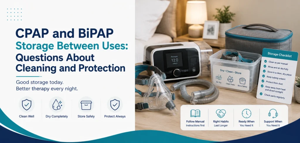A clear family guide to cpap and bipap storage between uses, with practical handover questions and equipment information only.