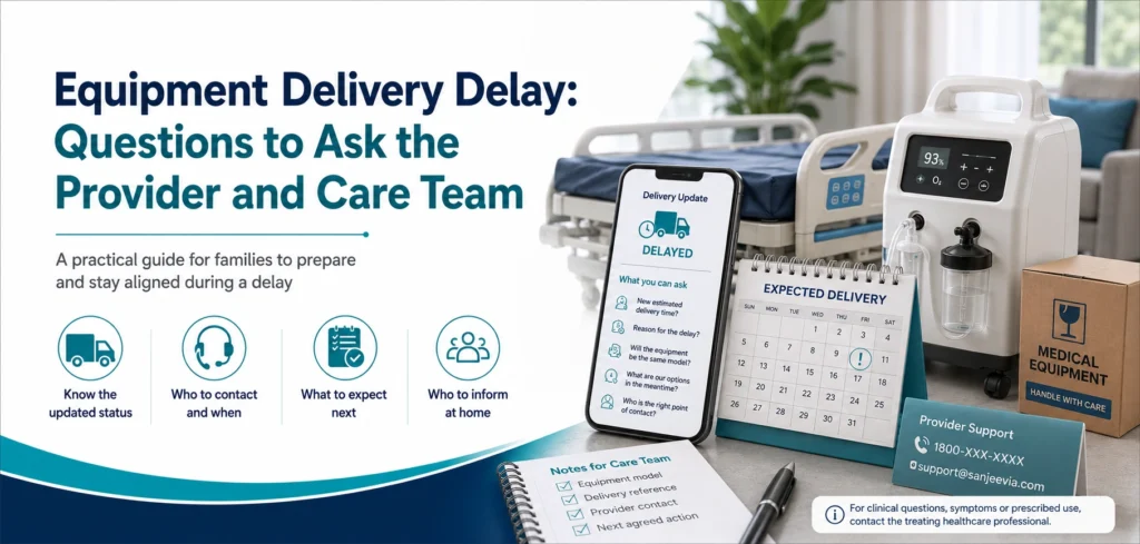 A clear family guide to equipment delivery delay, with practical handover questions and equipment information only.