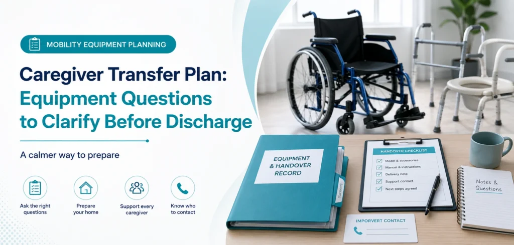 A clear family guide to caregiver transfer plan, with practical handover questions and equipment information only.