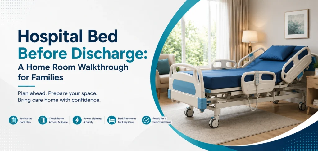 hospital bed before discharge a home room: practical home-care equipment and rental guidance for families in Delhi NCR.
