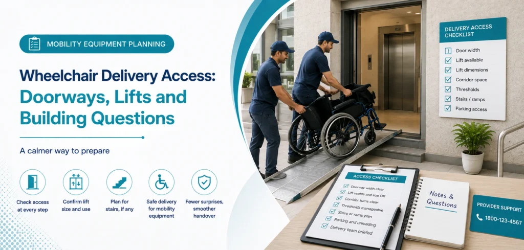A clear family guide to wheelchair delivery access, with practical handover questions and equipment information only.
