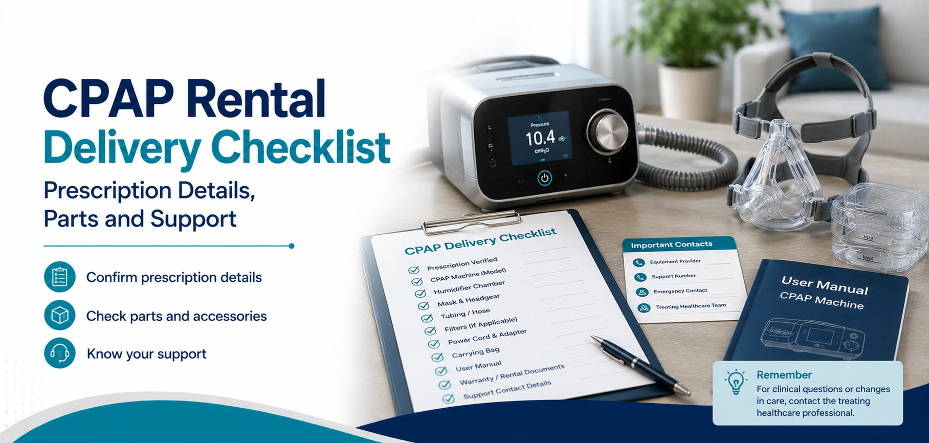 A clear family guide to cpap rental delivery checklist, with practical handover questions and equipment information only.