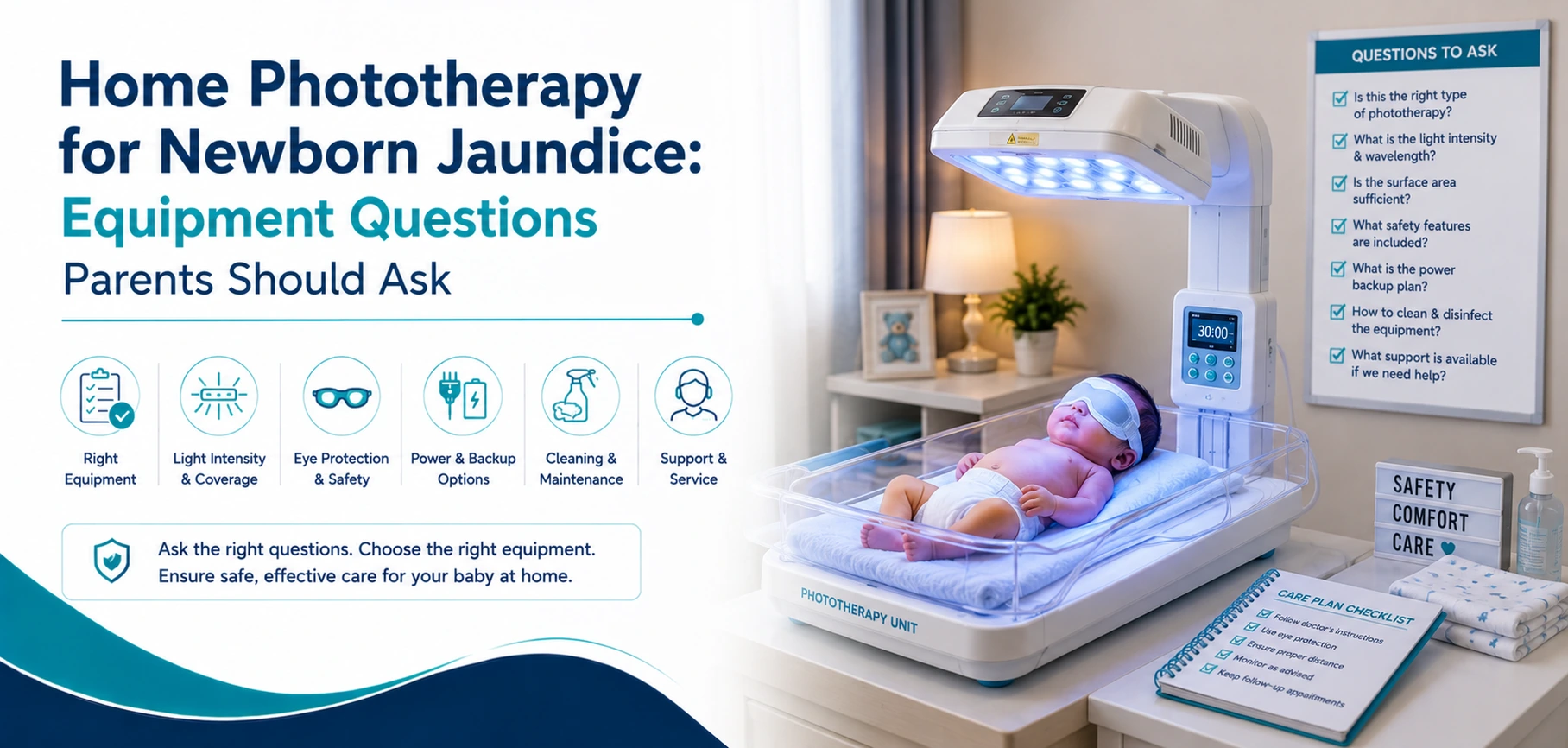 home phototherapy for newborn jaundice equipment questions: practical home-care equipment and rental guidance for families in Delhi NCR.