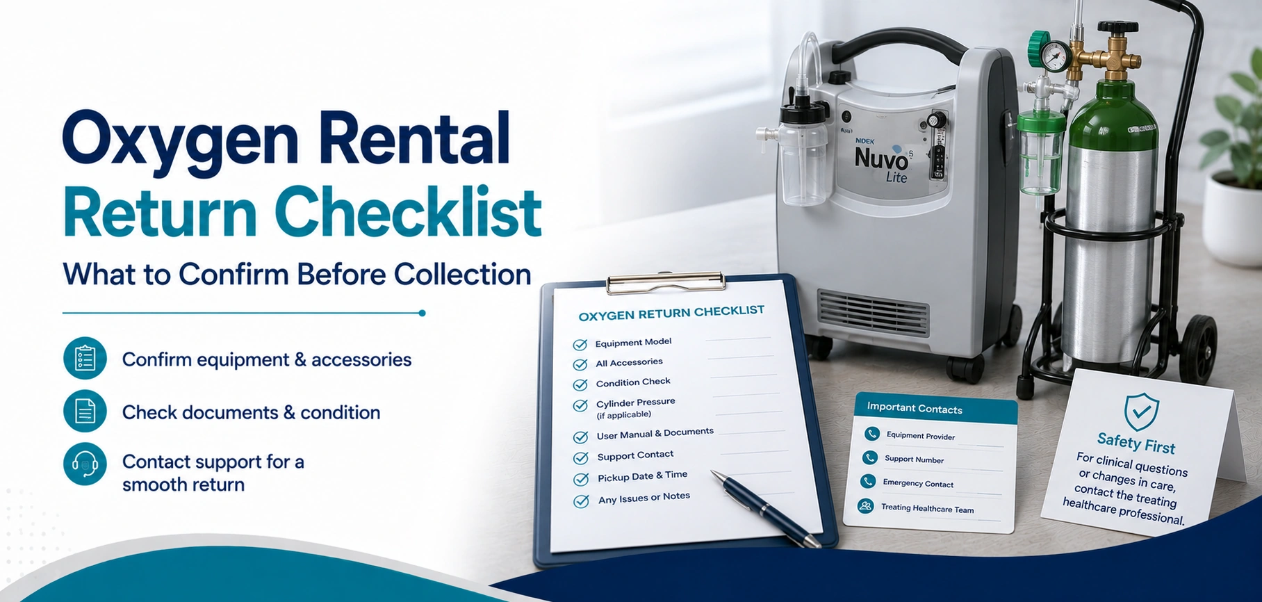 A clear family guide to oxygen rental return checklist, with practical handover questions and equipment information only.