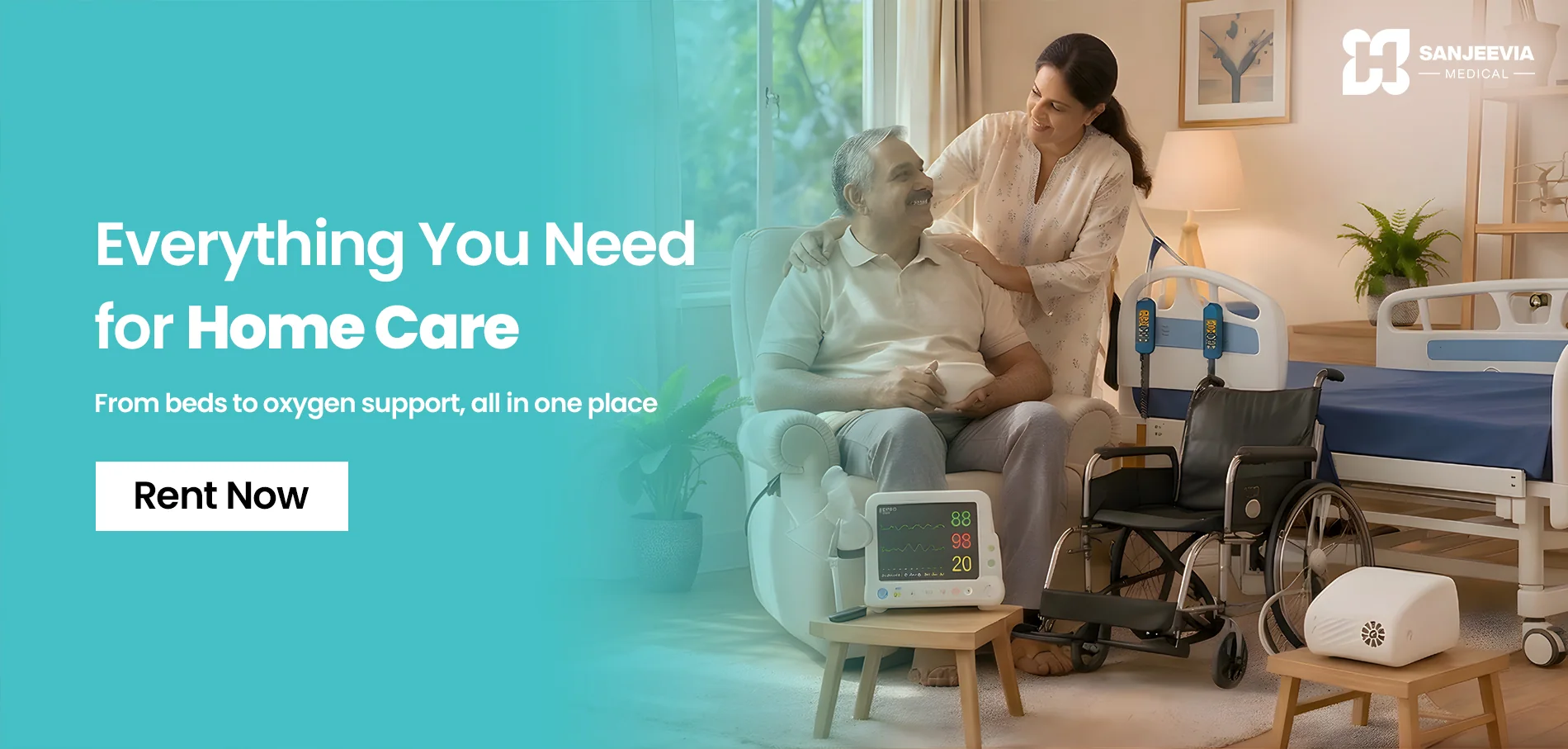Medical Equipment Rental Delhi, home healthcare equipment and patient care solutions by Sanjeevia for families across Delhi NCR