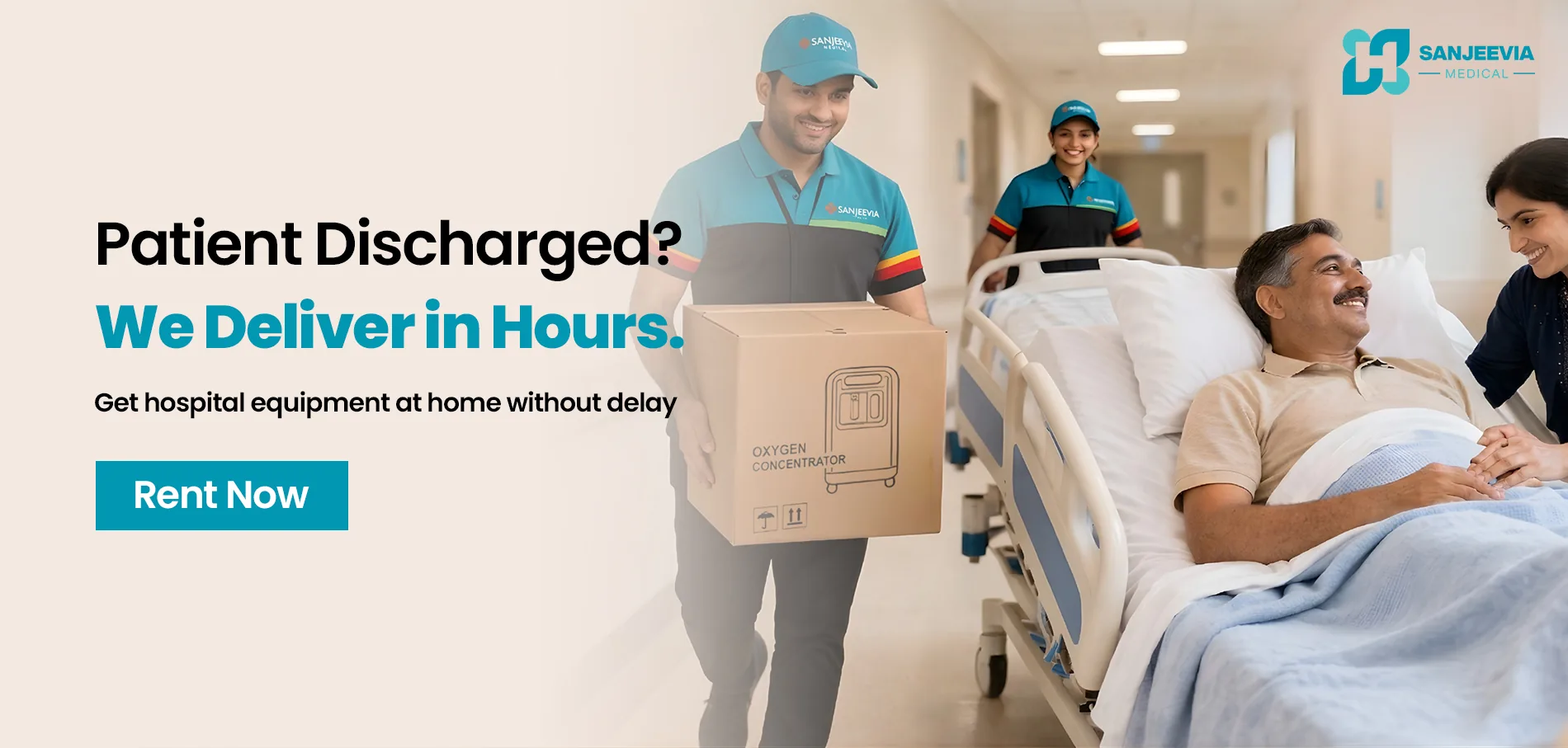 Medical equipment home delivery by Sanjeevia after hospital discharge